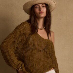 Olive Crochet Sweater NWT SM